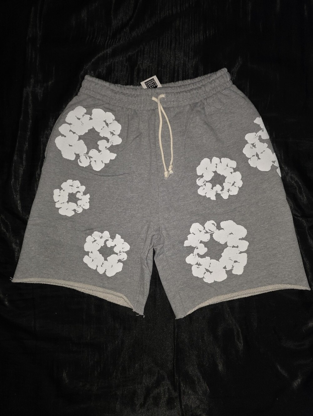 Denim Tears The Cotton Wreath Sweat Shorts, Gray With White Monochrome
